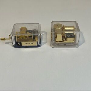 Hey Jude Hand-Crank Music Box – Gold & Clear plus wind up music box set of 2